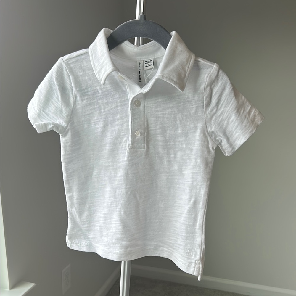 Janie and Jack White Polo Shirt Lightweight Pique Cotton NWT! 18-24 months